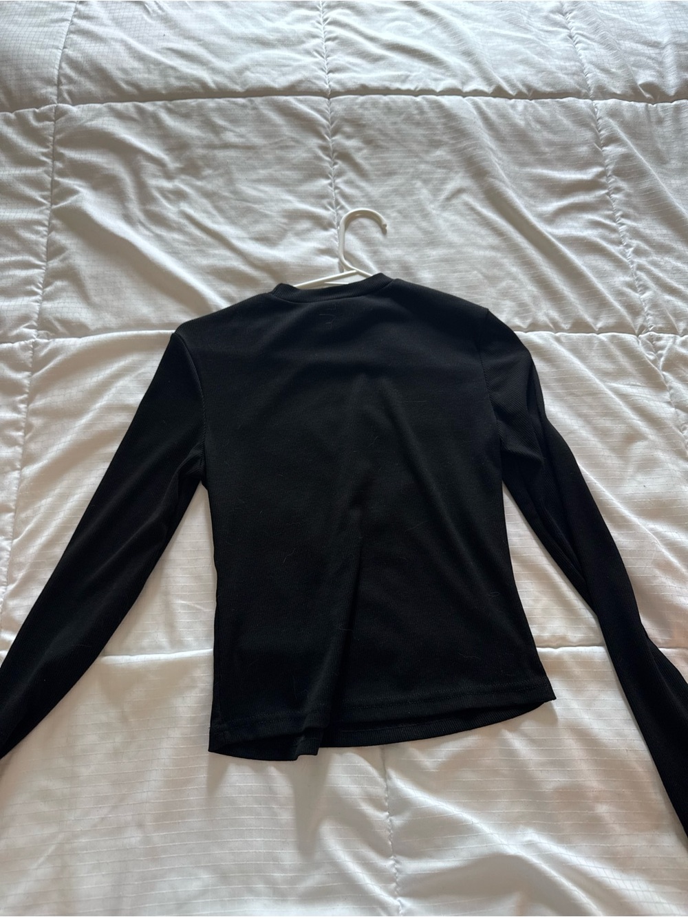SHEIN Black Long Sleeve Top with Pearl Shoulder Embellishment - Picture 3 of 4